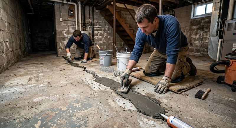 Cracked Basement Floor Repair in Enfield, CT
