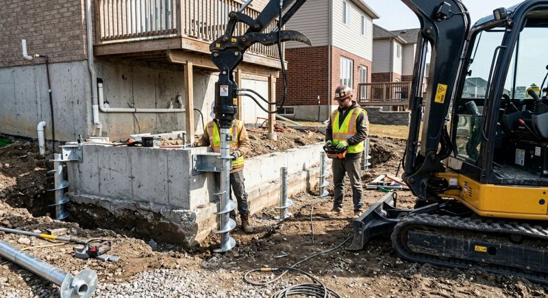 Helical Piers Installation in Enfield, CT