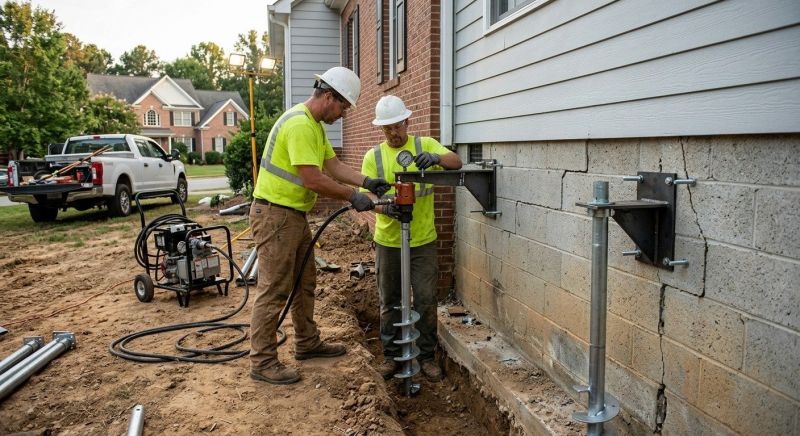 Helical Piers Installation in Enfield, CT