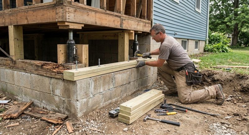 Sinking Foundation Repair in Somers, CT